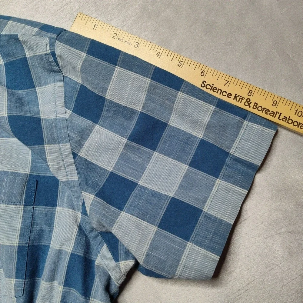 Banana Republic Men XL Blue Check Standard Fit‎ Cotton Button Shirt